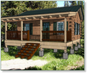 One Bedroom Hunting Cabin Elevation